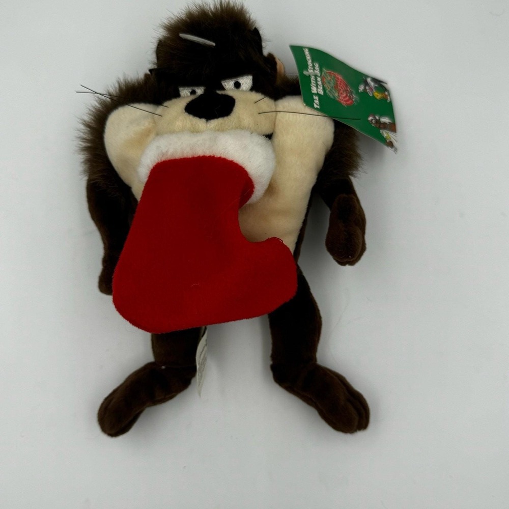 Warner Bros Taz with Stocking Plush 1998 Brown New NWT Holiday Tazmanian Vintage